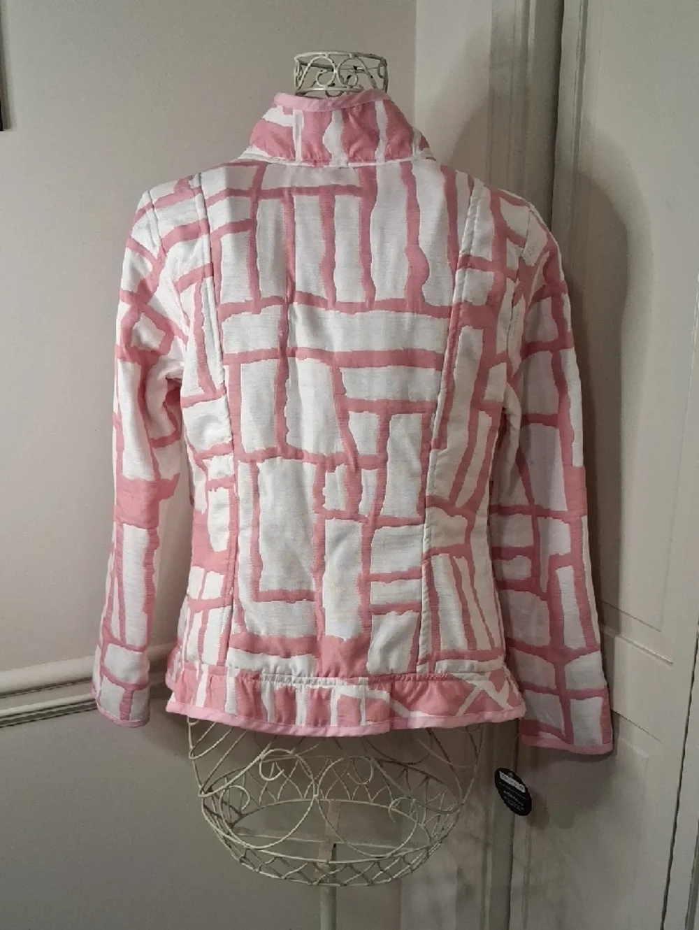 Pink & White Patterned Ruffle Blazer - Picture 3 of 8